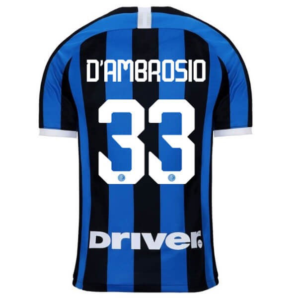 Camiseta Inter Milan NO.33 D'Ambrosio 1ª Kit 2019 2020 Azul